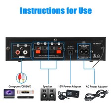 AK35 Bluetooth HiFi Stereo Audio Amplifier with USB TF RCA AUX Remote Control