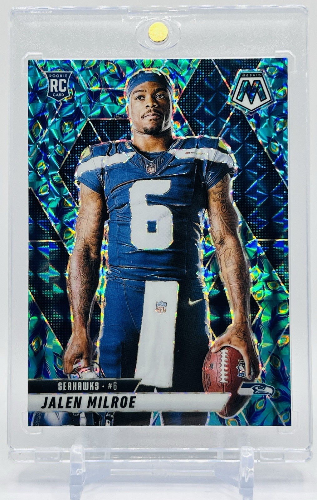 Jalen Milroe 2025 Mosaic Peacock #283 RC SSP Prizm Image Variation Rookie Hawks