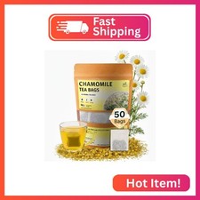 Chamomile Tea Bags - 50 Bags (Premium Natural Pure Leaf Tea - 50 Count) Gluten-F