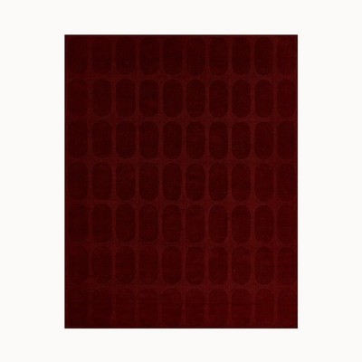 Solid Geometric Maroon  Hand Tufted Wool Rug for Bedroom Livingroom Home Décor