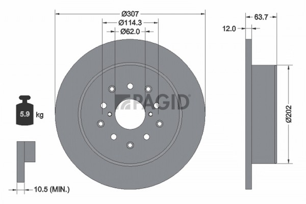 2X Bremsscheibe Pagid 54708NC FüR Lexus GS IS Sportcross 1 SC 200 GXE10_ GXE10R-image