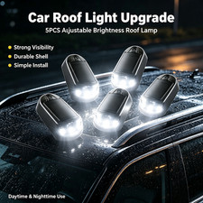 5pcs Solar Powered 3led Cab Roof Top Marker Running Lights White For Trucks