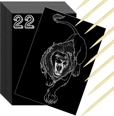 Kratzpapier-Kunstset,Scratch Paper Art Set,30 Blatt Schwarz Beschichtetes