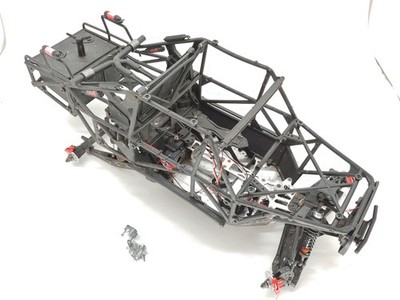 RARE Losi Hammer Rey 1/10 4wd Rock Racer Roller Slider Chassis w/ Steering Servo