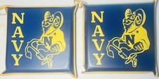 US Navy Seat Cushions Set Blue Gold Goat Mascot Stadium Boat Pads   Vintage   