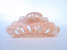 lite pink and white  marbled hair claw clip medium fine hair