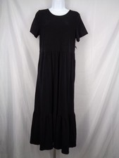 Old Navy Black Slub Knit Tiered Midi Dress Size Small New