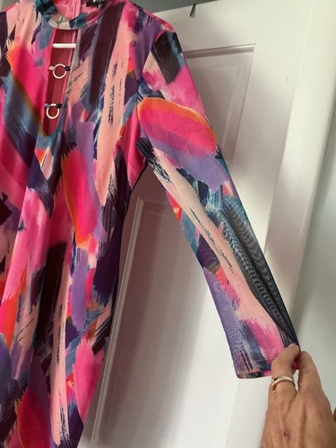 MISSGUIDED Plus Mini Abito 14 Sexy Multicolore Foro Chiave Scollo Tulle Bodycon - Foto 5 di 14