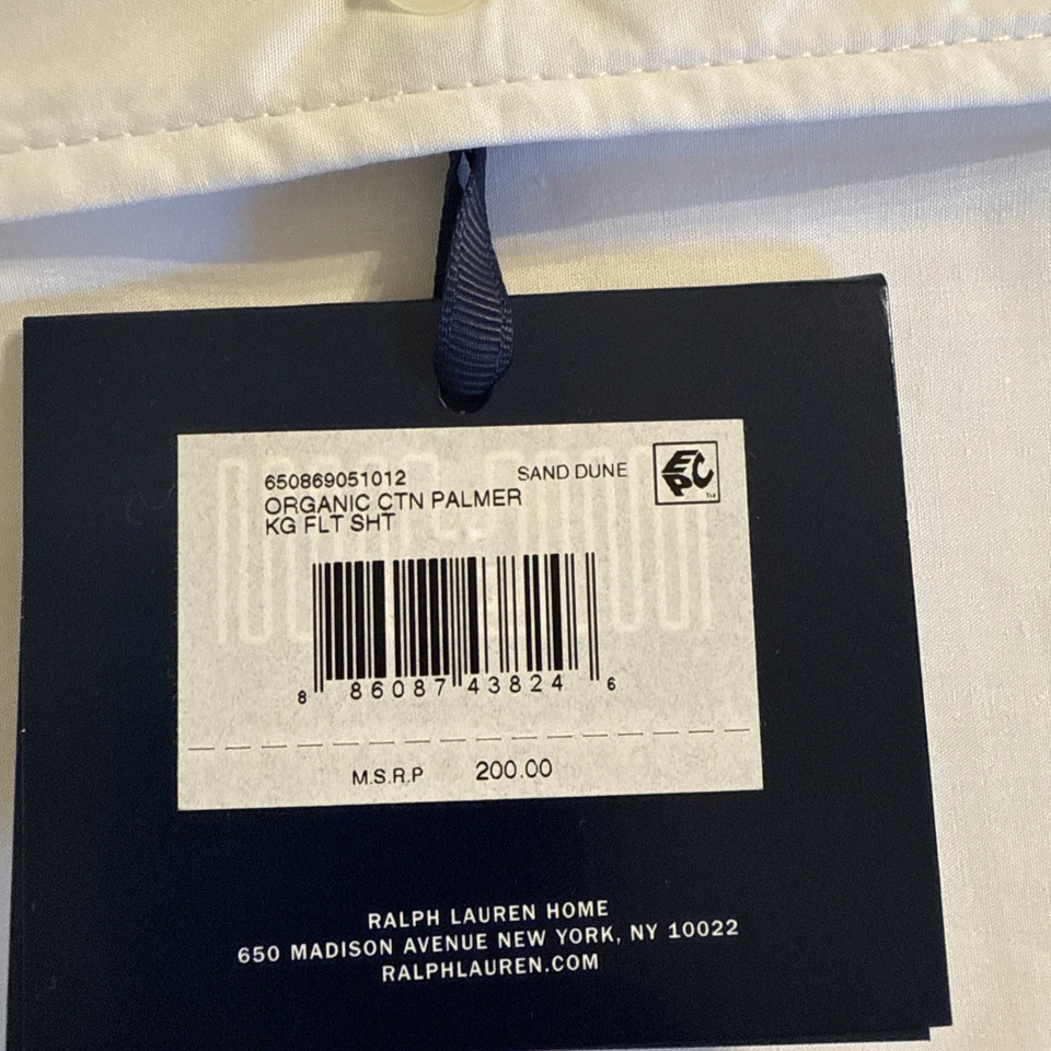 NEW Ralph Lauren King Flat Sheet Only Palmer White Sand Dune Cotton 464TC $200 - Image 2 of 4