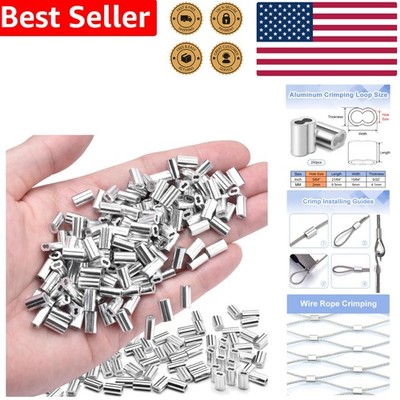 Durable 1/16'' Cable Crimp Sleeves, 250PCS Aluminum Ferrules for All Applications