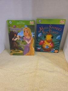 Leap Frog Tag Readers Disney Euc Set Of 2  Tangled And Miss Spiders Tea Party