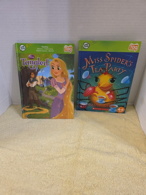 Leap Frog Tag Readers Disney Euc Set Of 2  Tangled And Miss Spiders Tea Party