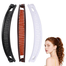 3 Pcs Banana Hair Clips Women Large Strong Claw Double Combs Non-Slip Fish Shape