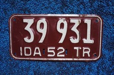 1952 Idaho Trailer License Plate