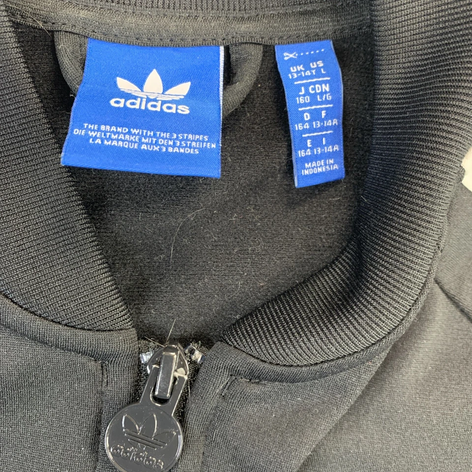 Adidas Women’s Vintage Trifoil Black Zip Track Jacket Three White Stripes L  - Image 3 of 4