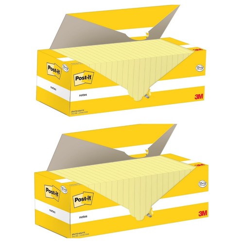 48 Post It Super Sticky Canary Yellow Sheets 76mmx76mm 100 Sheets/Block - Picture 1 of 1