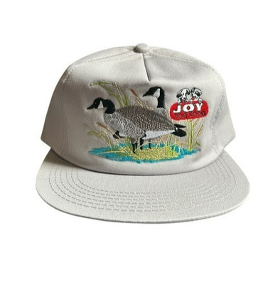 Vintage Joy Dog Food Snapback Trucker Hat Embroidered Gray Nature Hunting Cap