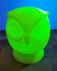 Vintage Fenton Owl Fairy Lamp Glowing Uranium Glass Custard W/ Original Sticker