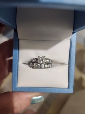1.06 CT Princess Diamond Ring + 1 CT Band, Sz 7, White Gold