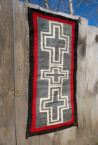 Navajo Rug Antique Native American Indian Blanket Ganado Hubbell Cross Weaving