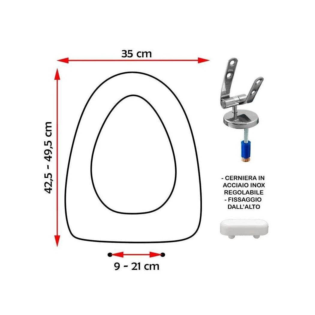 Copriwater Per DOLOMITE ALPINA E QUADRARCO AVVOLGENTE, Termoindurente Bianco, Cerniera Inox Normale O Soft Close, Made In Italy