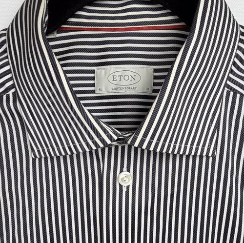 Eton, Eton Contemporary Fit Vintage Era Classic Oval Tag Striped Men Dress Shirt 16