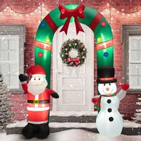 245Cm Aufblasbar Weihnachtsbogen Led Weihnachtsdeko Weihnachtsmann Schneemann