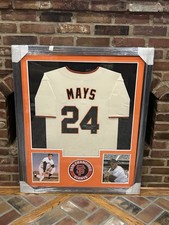 Willie Mays Signed Autographed Baseball Jersey Framed 44x36 Say Hey COA *34