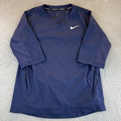 Nike Shirt Mens Medium Blue Batting Cage 3/4 Sleeve Hot Jacket Warmup Baseball