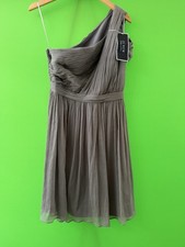 NWT J. CREW Nadia Dress Size 6 Grey Silk Chiffon One Shoulder Wedding Guest/Prom