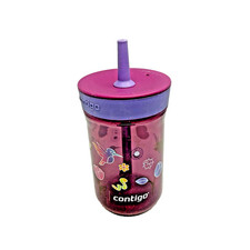 Contigo 14oz Kids Spill Proof Straw Cup Grape Hummingbird BPA Free EUC