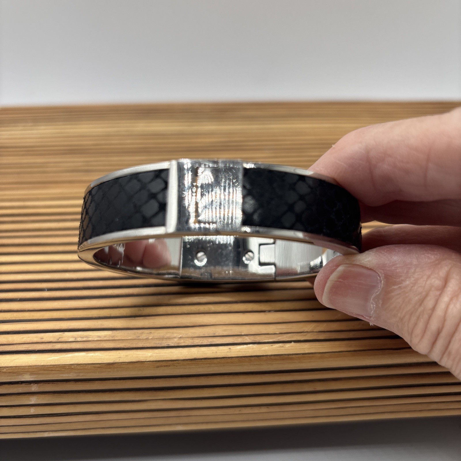 Michael Kors Silver + Black Python Leather Stud B… - image 3