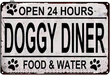 Doggy Diner Funny Rustic Metal Sign Modern Wall Farmhouse Style Dog Home Decor,