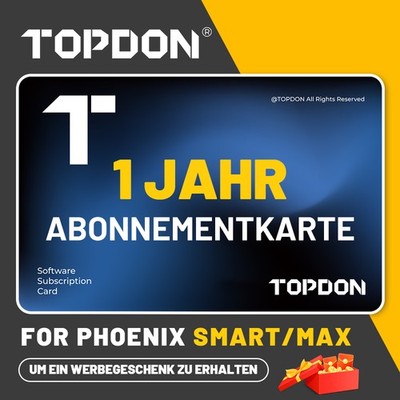 TOPDON 1-Jahr Software-Update Lizenzkarte für Phoenix Smart & Max Diagnosegeräte