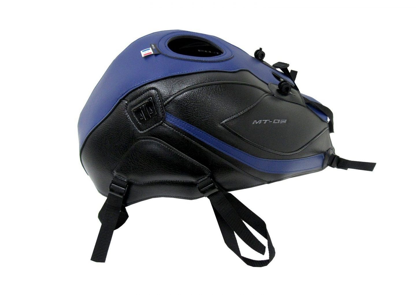 Tapis de réservoir Bagster bleu pour rouler en Yamaha MT03 au quotidien