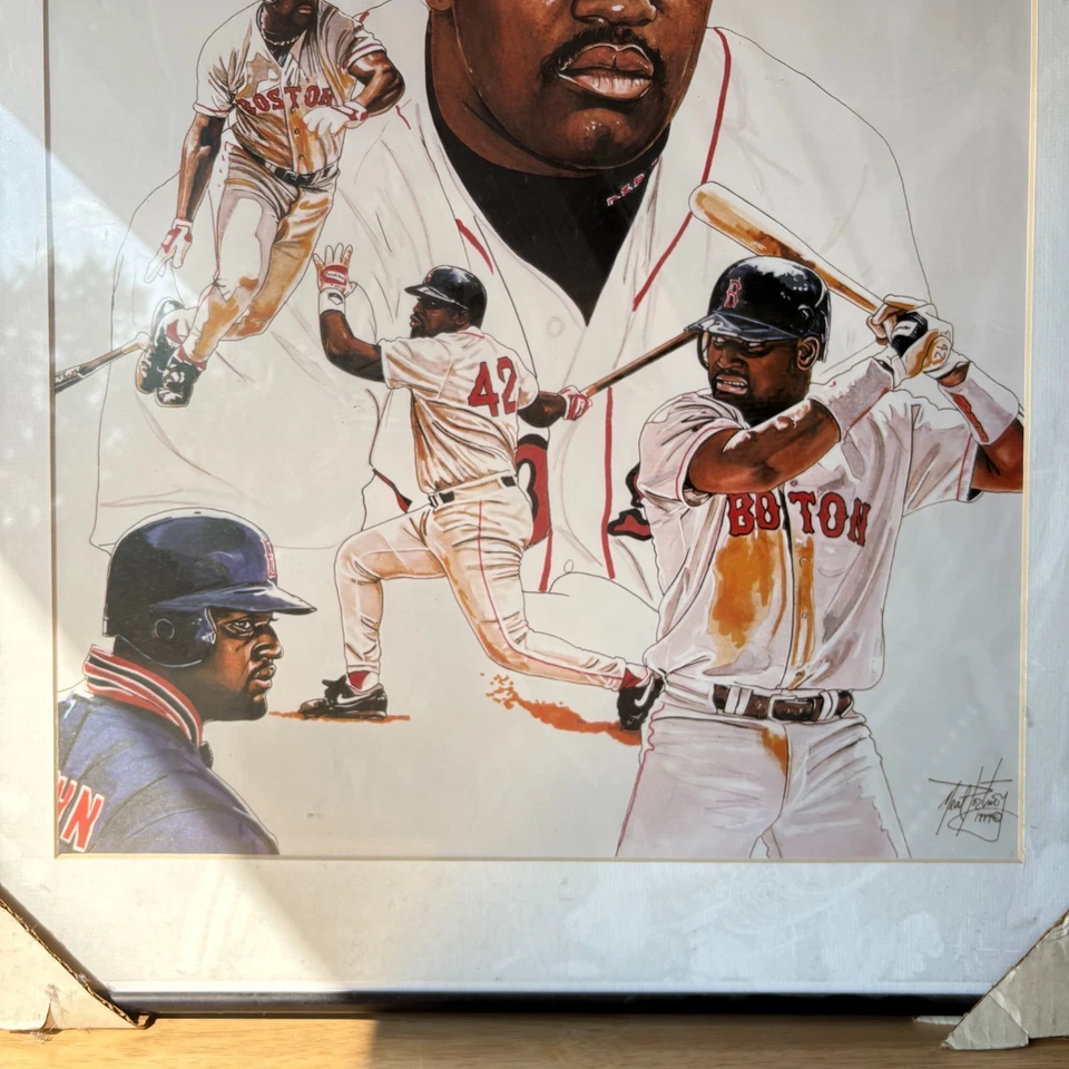 Pantalón enmarcado vintage Mo Vaughn sin firmar 20 X 24,5 Boston Red Sox 1994 años 90 Foto 4 de 4