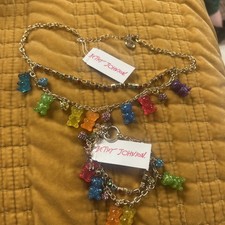 NWT Betsey Johnson Gummy Bear Charm Bracelet AND NECKLACE PASTELS CA1