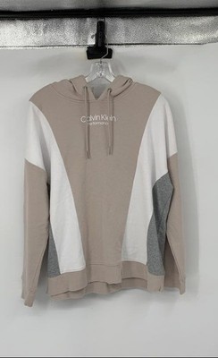 Calvin Klein Mens Tan Long Sleeve Stretch Performance Pullover Hoodie Size Large