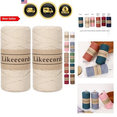 Cotton Cord Crochet Yarn Braided Rope for Knitting Macrame 2mm 350 Yards