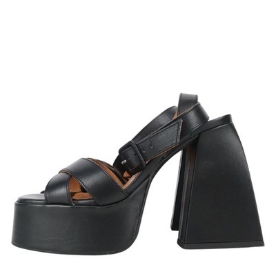 Chio Damen Schuhe Sandalen Gr. 37 Schwarz Leder Sommer Sandaletten