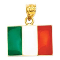 14k Yellow Gold Green, White And Red Enamel Italy Flag Charm Pendant - 18x21mm on sale 14k Yellow Gold Green, White And Red Enamel Italy Flag Charm Pendant - 18x21mm on sale