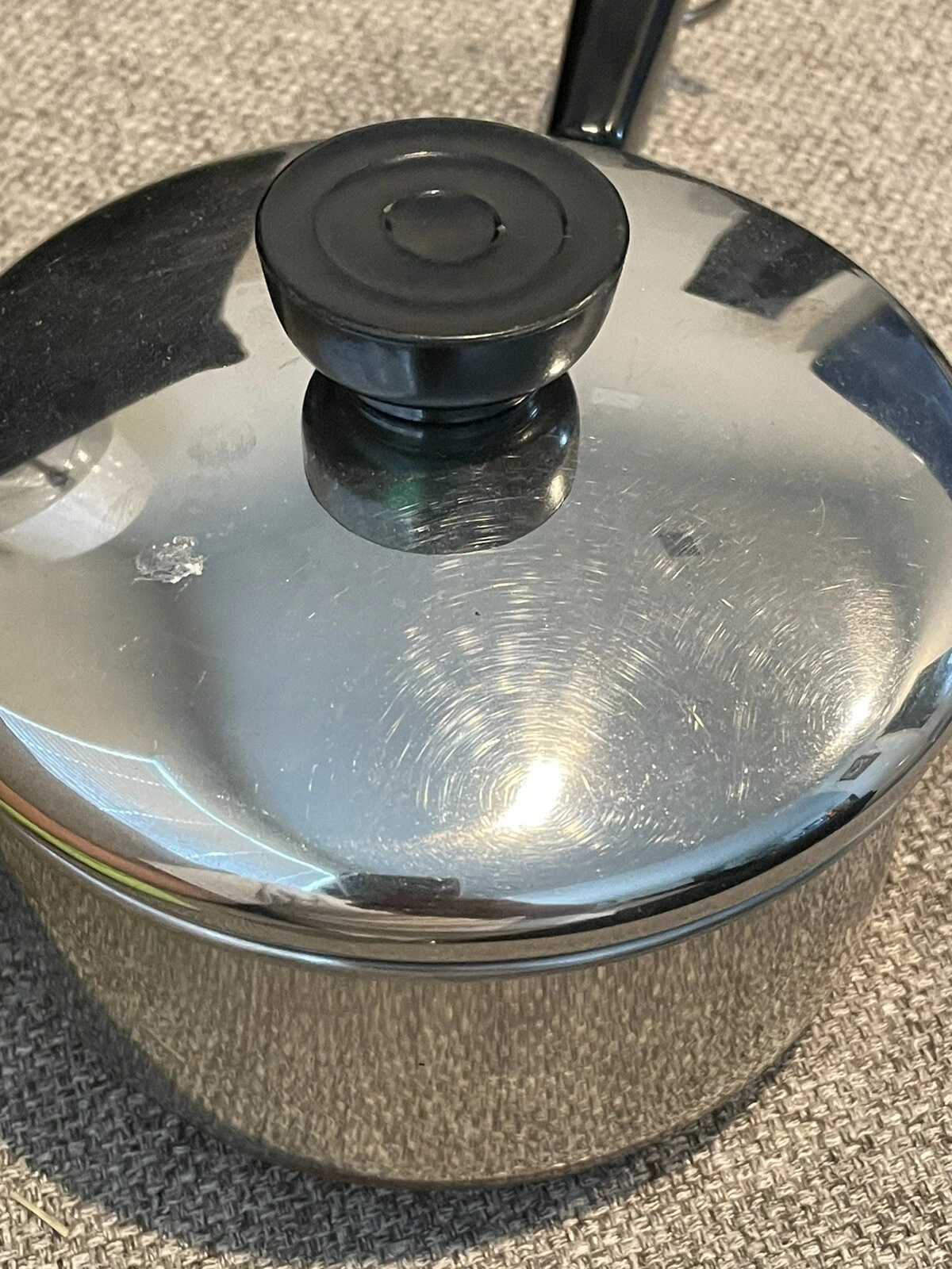 Vtg 1801 REVERE WARE 1 Quart Qt SAUCE PAN Pot~LID~Stainless~Copper No City