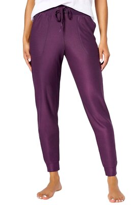 Cuddl Duds Cozy Jersey Fleece Jogger Pants Dark Purple