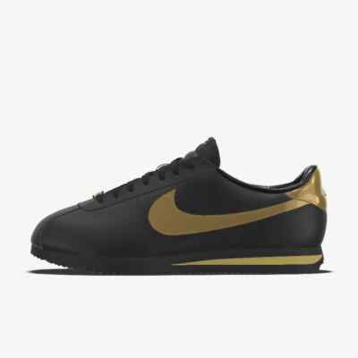 Men's Nike Cortez Prm Leather Triple Black Metallic Gold