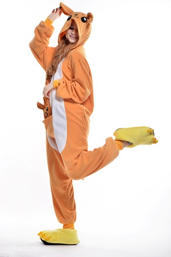 Pigiama Canguro Donna Uomo Adulto Costume Animale Onesie0 Cosplay Pigiama - Foto 3 di 13