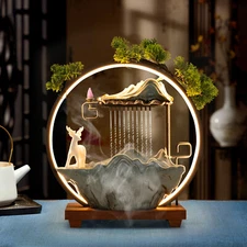 Tabletop Waterfall Indoor Fountain Feng Shui Flowing Water Feature Rockery Decor
