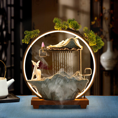 Tabletop Waterfall Indoor Fountain Feng Shui Flowing Water Feature Rockery Decor