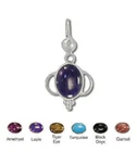 Small Handmade 925 Sterling Silver Round Stone Gemstone Pendant