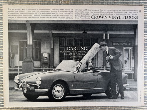 Crown Vinylbodenbelag Haus Jenkinstown PA Auto MCM 1960 Vintage Druck Werbung