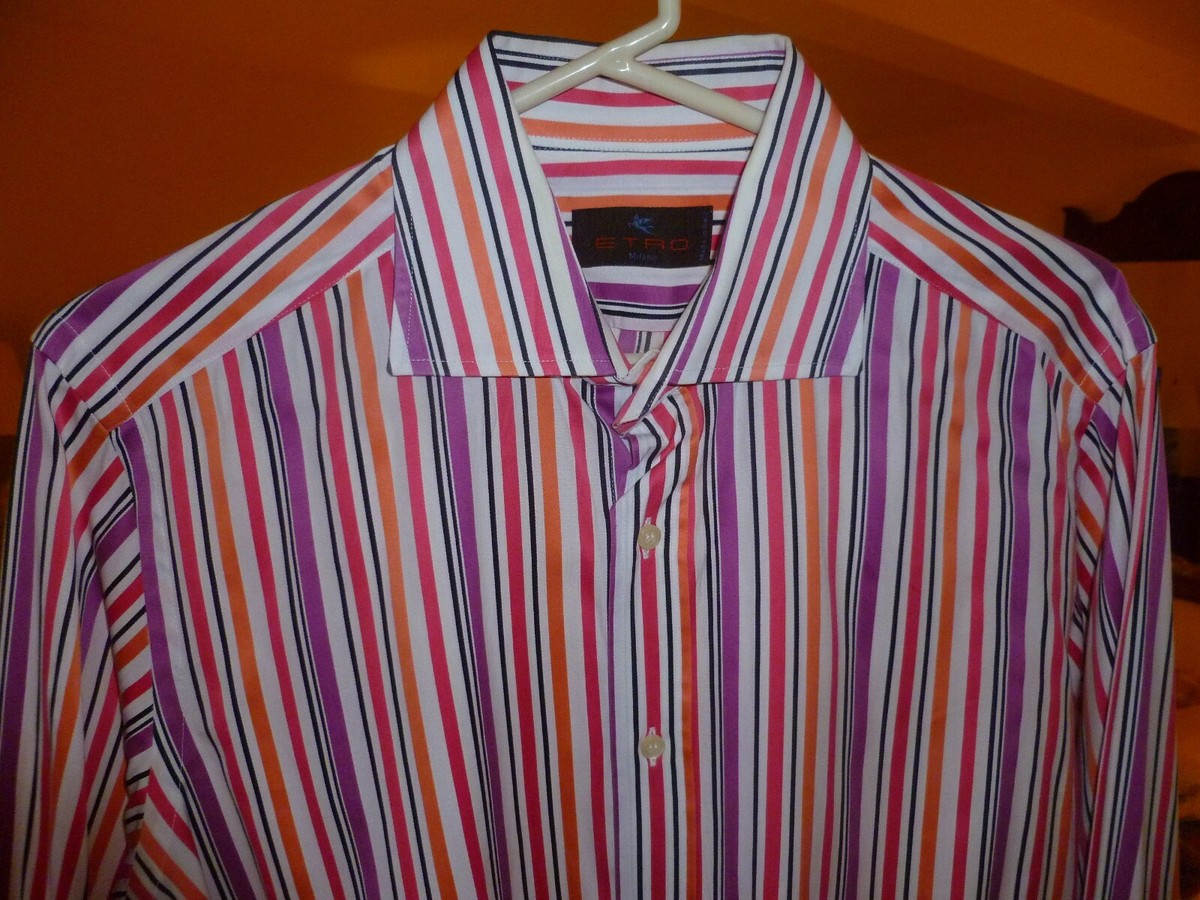 ETRO BEN ETRO ESSERE ストライプシャツ40ネックサイズ新品 ETRO Milano Multi-Color Striped Dress Shirt, Size 40 | eBay